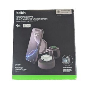 Bb.O Belkin - UltraCharge Pro 3-in-1 Qi2 25W Magnetic Wireless Charging Dock